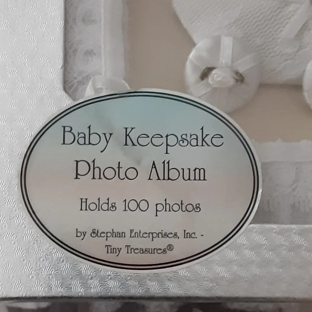 White Baby Keepsake Photo Album - new in box - holds 100 photos